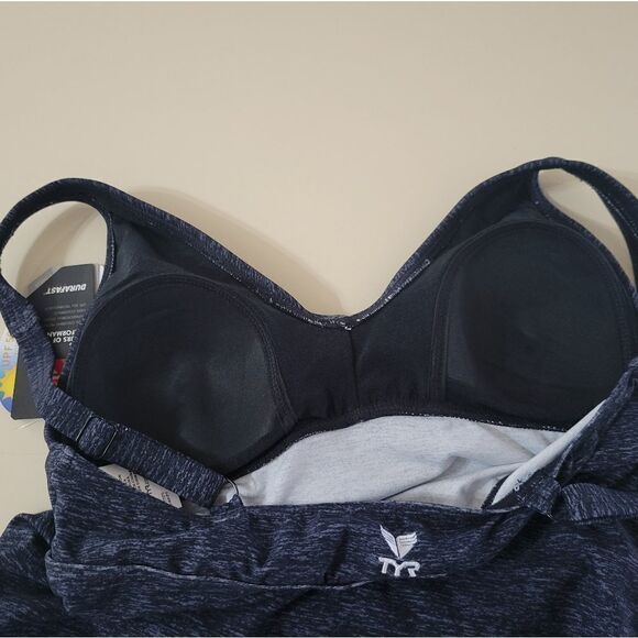 TYR Women's Blue Marled V-Neck Swimsuit Top - Picture 7 of 12